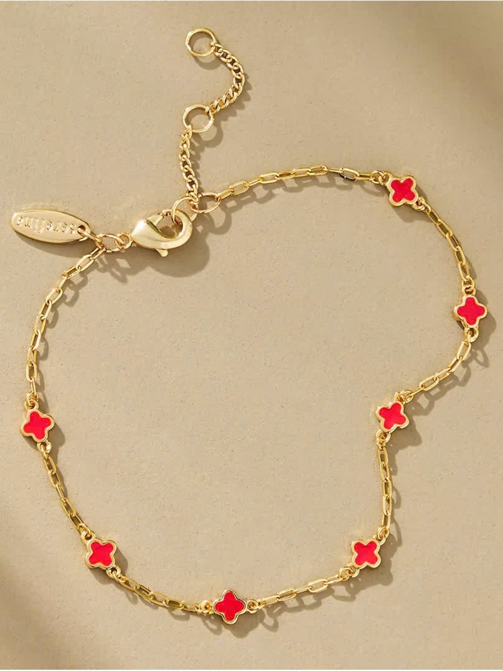 Anthropologie Red Clover Chain Wrap Bracelet Jewelry
